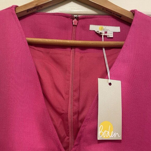 BODEN Pink V-neck Wool Blend Skater Peplum Mini Dress Sz 10 NWT - Picture 7 of 8
